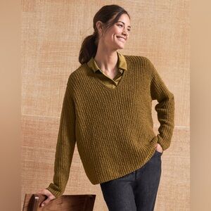 NWT EILEEN FISHER Organic-Cotton Fluff V-Neck
Sweater Sz L